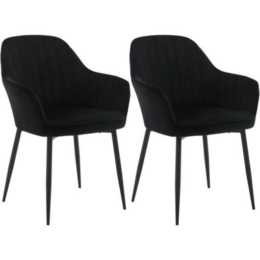 Set of 2 Velvet & Metal Legs Dining Chairs Accent home & restaurants, Black - Klihome