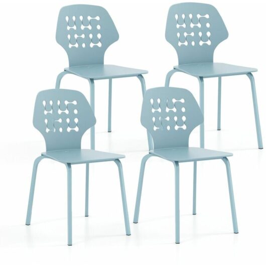 Set of 4 Dining Chair Metal Kitchen Bar Chair Stool Armless Accent Side Chair