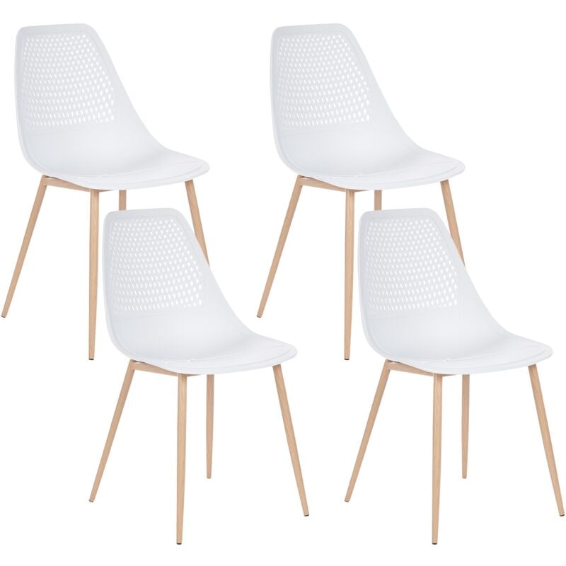 Set of 4 Dining Chairs Modern Minimalistic Armless Plastic Seat White Hazelton