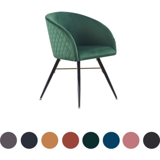 Single Vittorio lux Velvet Dining Chair w/ Metal Legs - Dining Room Chair - Upholstered Chair - Modern Dining Chair - Green