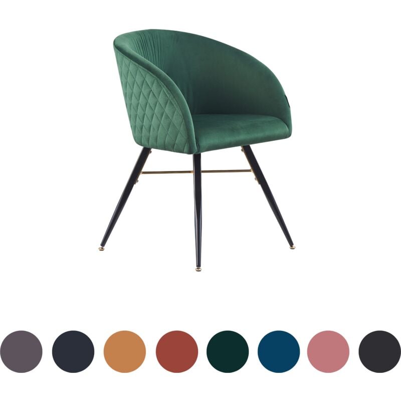 Single Vittorio lux Velvet Dining Chair w/ Metal Legs - Dining Room Chair - Upholstered Chair - Modern Dining Chair - Green