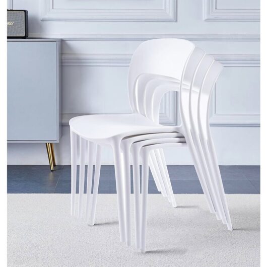 Stoker Stackable Plastic Chairs Set of 4, Assembly Free Dining Chairs, Plastic Dining Chair, Occasional Chairs, Office Chairs, Chairs for Dining Room