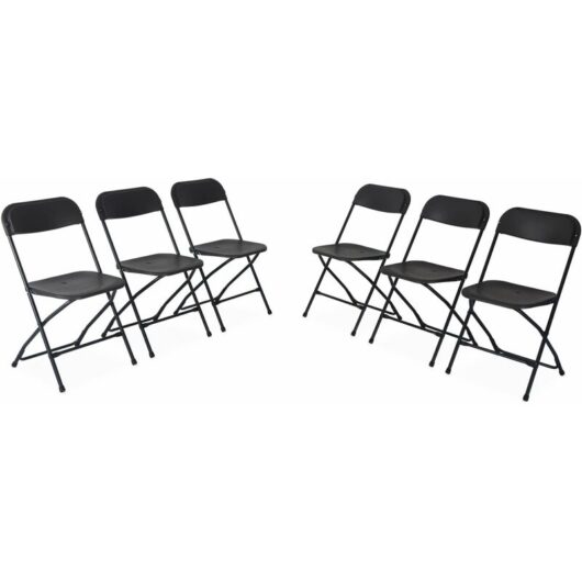 Sweeek - Set of 6 folding event chairs, Fiesta, Charcoal Grey, 44x81x50 cm