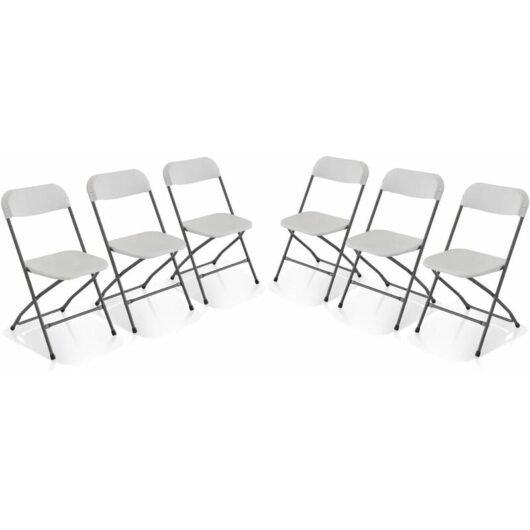 Sweeek - Set of 6 folding event chairs, Fiesta, White, 44x81x50 cm