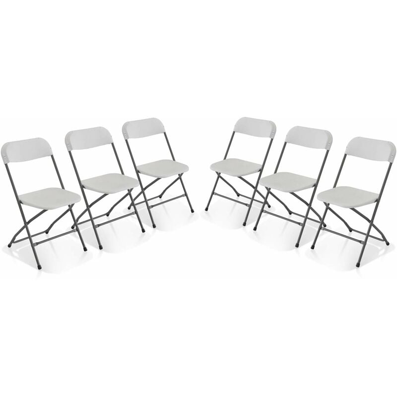 Sweeek - Set of 6 folding event chairs, Fiesta, White, 44x81x50 cm
