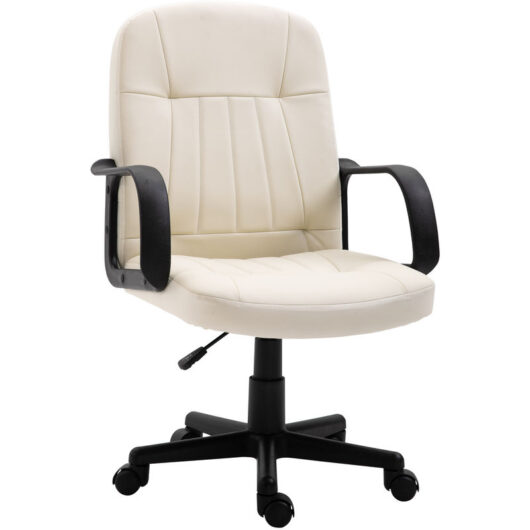 Swivel Executive Chair pu Leather Computer Desk Chair Office Furniture Cream - Homcom