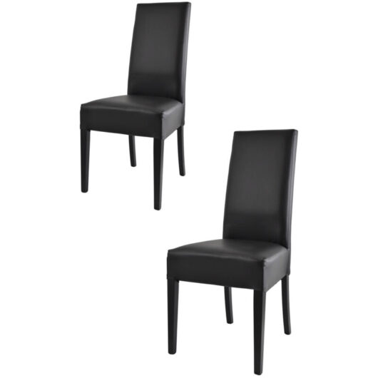 T M C S - Tommychairs 2 Glory chairs in beech, black faux leather seat
