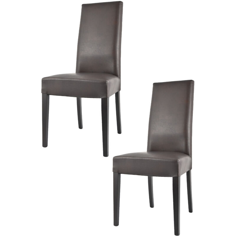 T M C S - Tommychairs 2 Glory chairs in beech, seat in brown faux leather