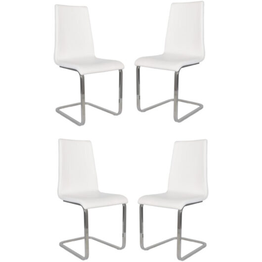 T M C S - Tommychairs 4 Berlin chairs steel legs, wood seat and white faux leather