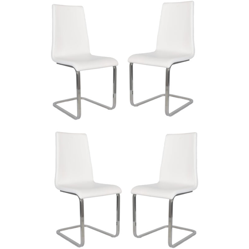 T M C S - Tommychairs 4 Berlin chairs steel legs, wood seat and white faux leather