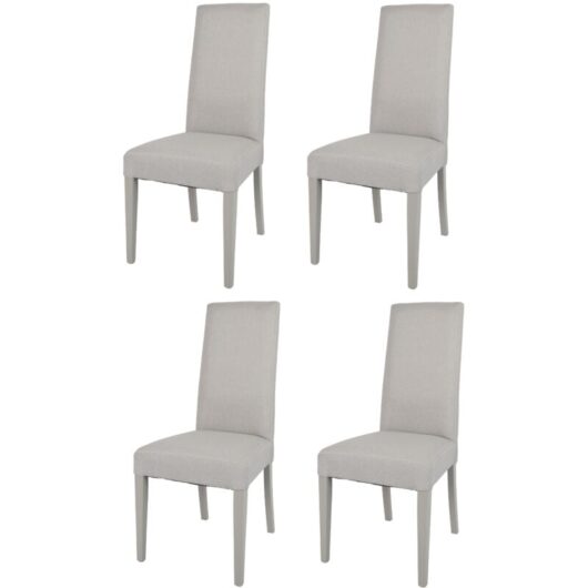 T M C S - Tommychairs 4 Glam chairs in beech, pearl gray fabric seat