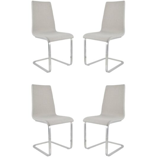 T M C S - Tommychairs 4 London chairs, steel legs, wood seat and pearl grey fabric cover