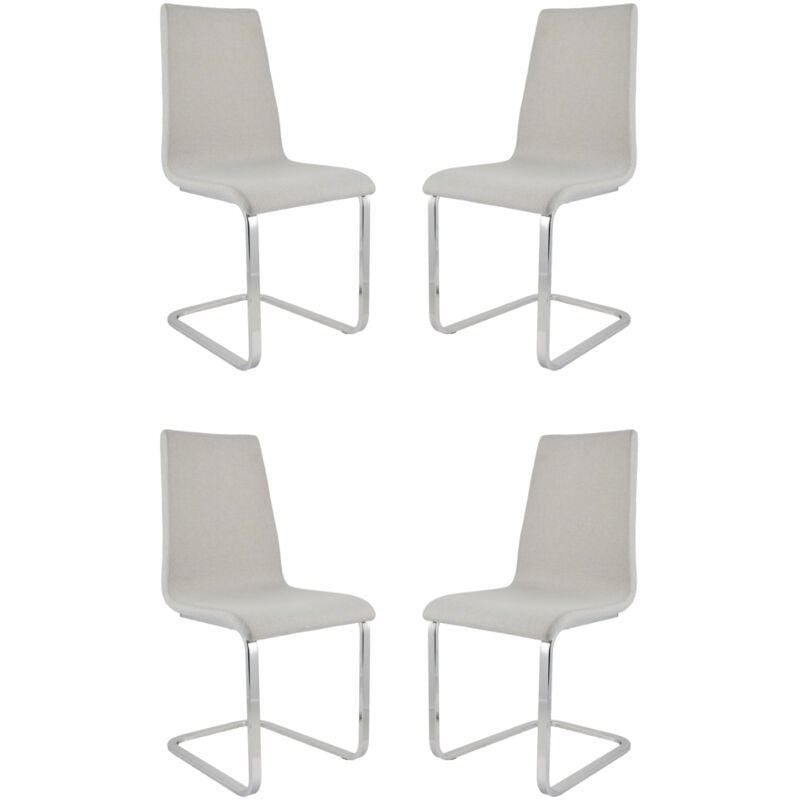 T M C S - Tommychairs 4 London chairs, steel legs, wood seat and pearl grey fabric cover