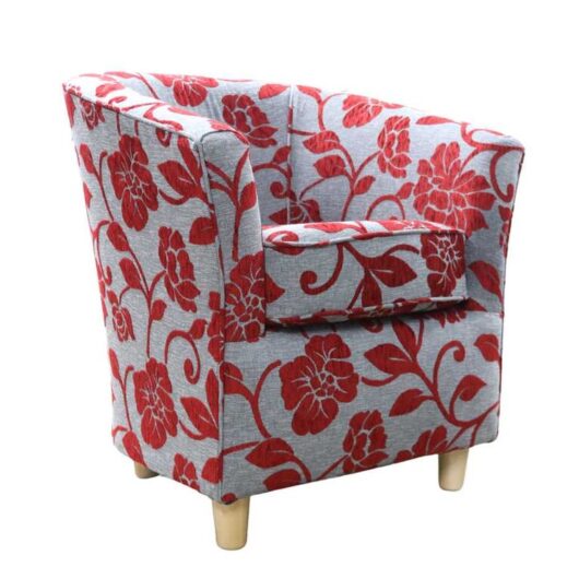 Tub Chair Meghan Cranberry Floral Fabric