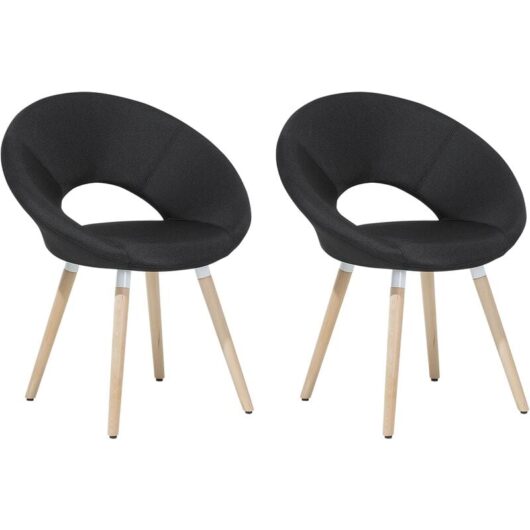 Upholstered Fabric Dining Chair Set Retro Vintage Black Roslyn