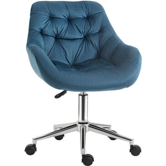 Velvet Home Office Chair Desk Chair with Adjustable Height Blue - Vinsetto