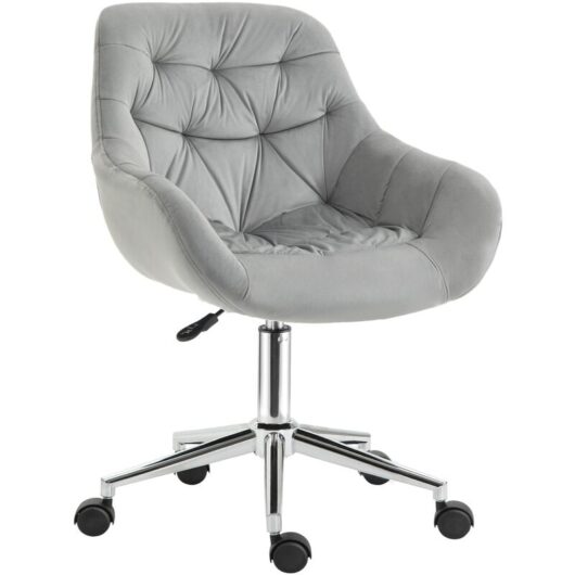 Velvet Home Office Chair Desk Chair with Adjustable Height Grey - Vinsetto