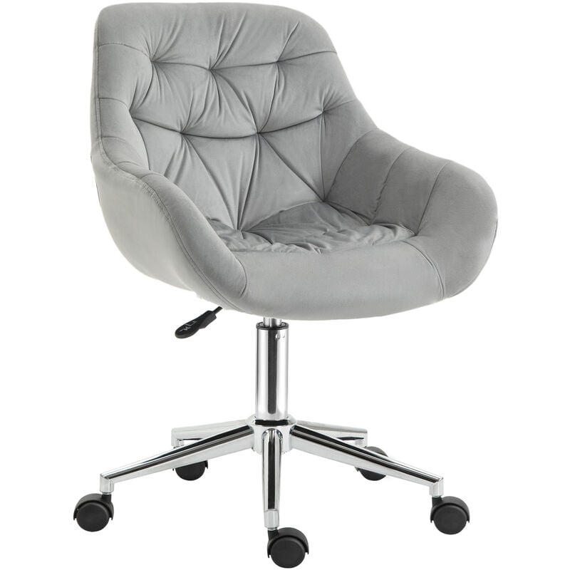 Velvet Home Office Chair Desk Chair with Adjustable Height Grey - Vinsetto