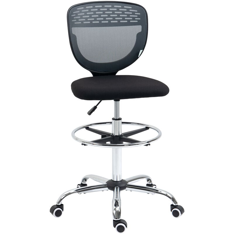 Vinsetto - Drafting Chair, Swivel Draughtsman Chair, Mesh Fabric Standing Desk Chair Grey