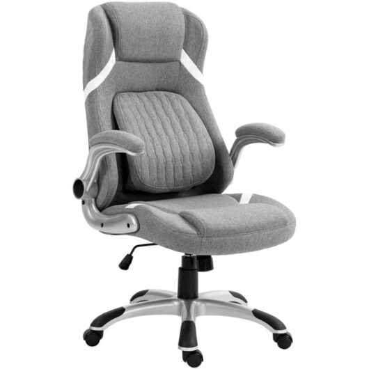 Vinsetto Fabric Office Desk Chair with Adjustable Height Tilt Function Grey