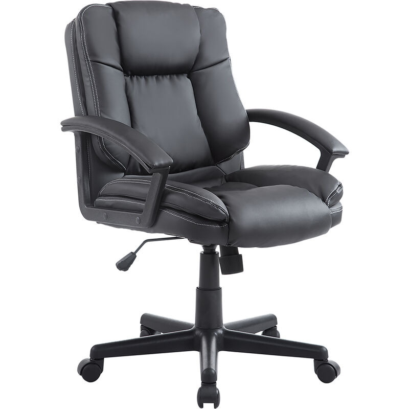 Vinsetto Swivel Executive Office Chair Mid Back pu Leather Chair w/ Arm Black
