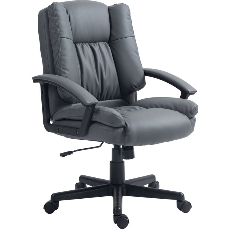 Vinsetto - Swivel Executive Office Chair Mid Back pu Leather Chair w/ Arm Dark Grey