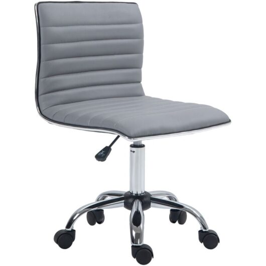 Vinsetto - homcom Armless Mid-Back Adjustable Office Chair with 360 Swivel Light Grey