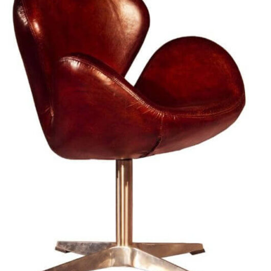 Vintage Distressed Leather Swan Chair