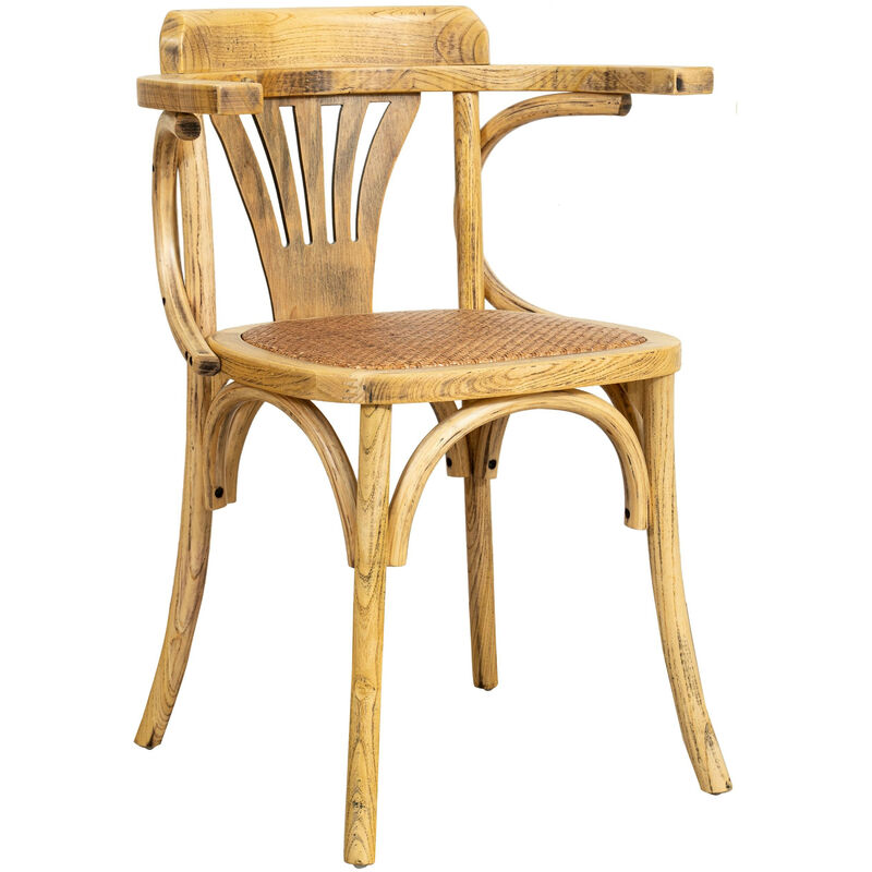 Vintage Thonet wood and rattan chair 45x77x42 cm Rustic chair with armrests Kitchen chair Dining room chair Modern armchair