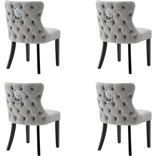 Wahson Office Chairs - Dining Chairs Set of 4 Velvet Kitchen Leisure Corner Chairs Upholstered with Solid Wood Legs for Home Dining Living Room,