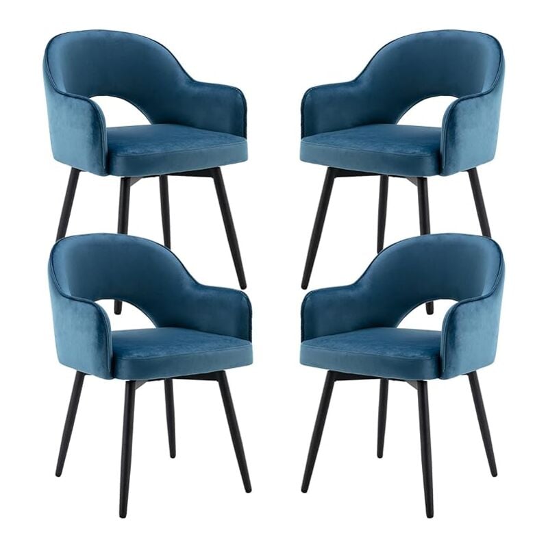 Wahson Office Chairs - Dining Chairs Set of 4 in Velvet Swivel Kitchen Corner Chairs with Armrest Leisure Side Chairs for Dining Living Room, Blue,