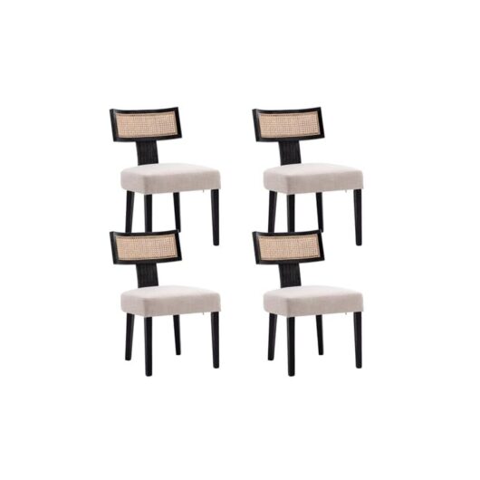 Wahson Office Chairs - Mid Century Dining Chairs Set of 4 Kitchen Chairs Upholstered Side Chairs in Rattan for Dining Room Restaurant, Black