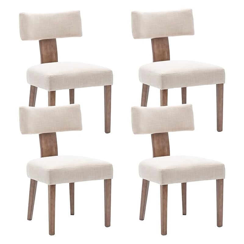 Wahson Office Chairs - Mid Century Dining Chairs Set of 4 Side Chairs in Linen Fabric Kitchen Leisure Chairs Upholstered with Wood Legs for Dining