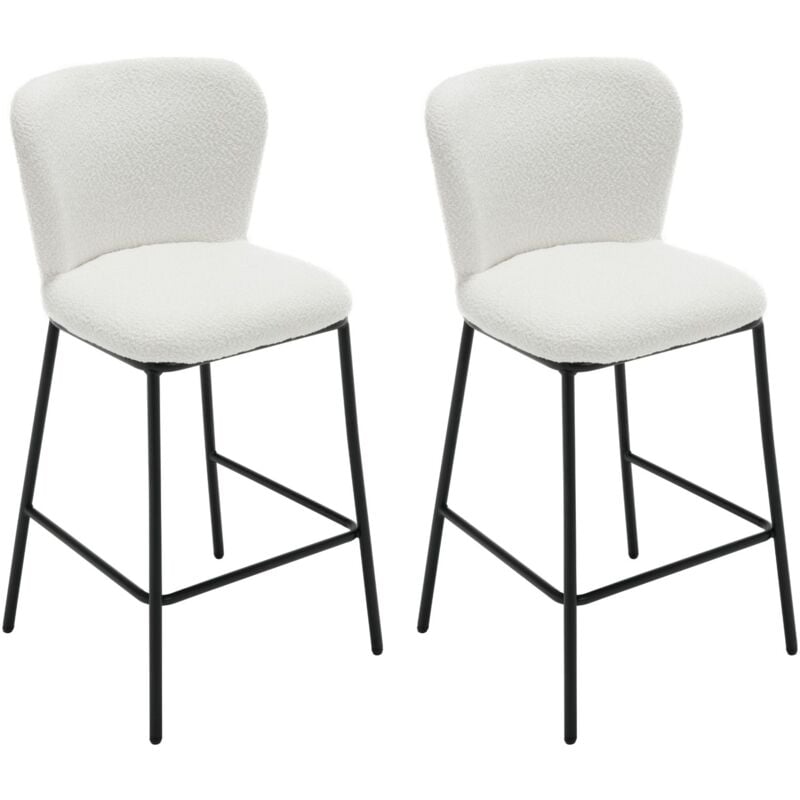 Wahson Office Chairs - Modern Bar Stools Set of 2 in Faux Fur Armless Kitchen Counter Chairs with Comfy Backrest Breakfast Bar Chairs for Home Bar