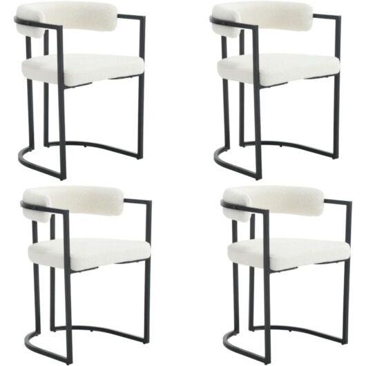 Wahson Office Chairs - Modern Dining Chairs Set of 4 Leisure Kitchen Chairs Upholstered Corner Chairs in Faux Fur for Dining Room, White