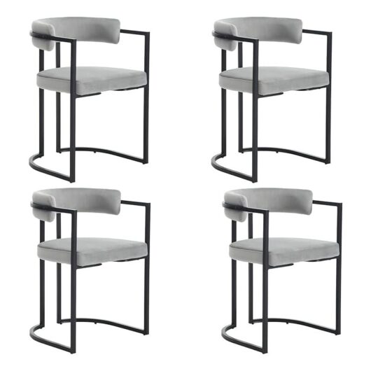 Wahson Office Chairs - Modern Dining Chairs Set of 4 Leisure Kitchen Chairs Upholstered Corner Chairs in Velvet for Dining Room, Gray
