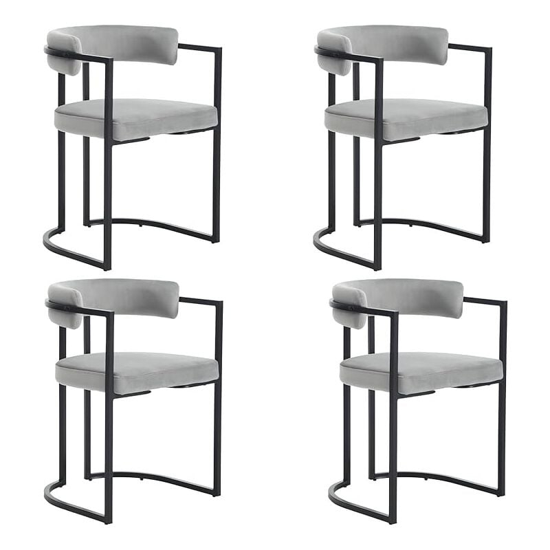 Wahson Office Chairs - Modern Dining Chairs Set of 4 Leisure Kitchen Chairs Upholstered Corner Chairs in Velvet for Dining Room, Gray