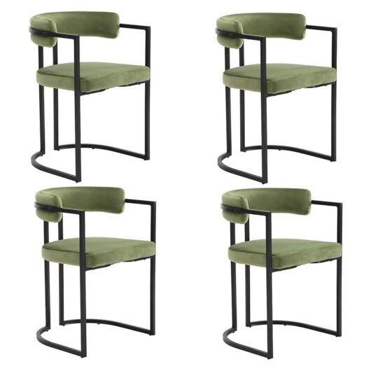 Wahson Office Chairs - Modern Dining Chairs Set of 4 Leisure Kitchen Chairs Upholstered Corner Chairs in Velvet for Dining Room, Green