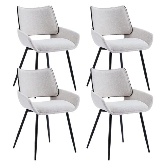 Wahson Office Chairs - Modern Dining Chairs Set of 4 in Chenille Fabric Upholstered Corner Chairs with Black Metal Legs for Kitchen Restaurant,