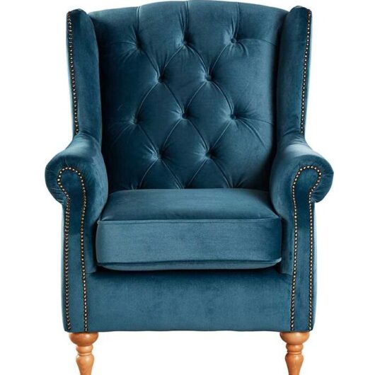 Wing Back Buttoned Chair Malta Peacock