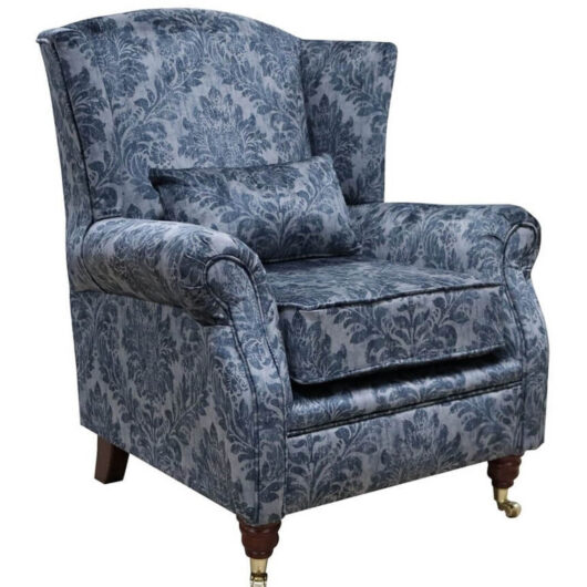 Wing Chair Fireside High Back Armchair Chaucer Cyan Velvet