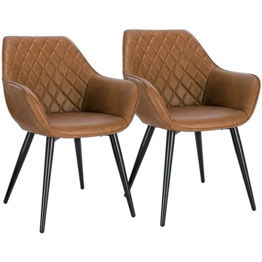 Woltu - 2× Kitchen dining chairs Faux Leather Fabric Padded Home Office chairs set Brown