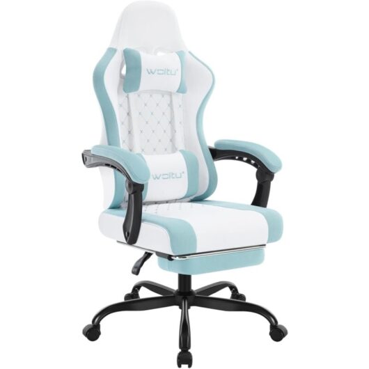 Woltu - Mesh Fabric racing office chair in White+Blue