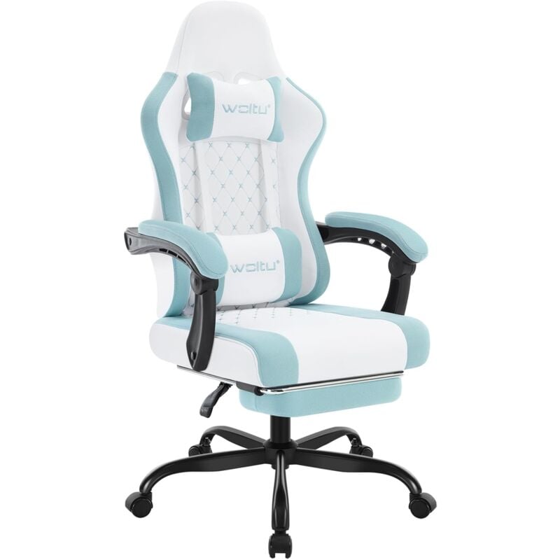 Woltu - Mesh Fabric racing office chair in White+Blue