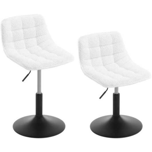 Woltu - Set of 2 Chenille Upholstered Swivel Dining Chair, White