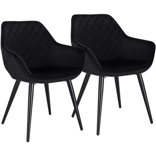 Woltu - Set of 2 dining chairs Kitchen Side Velvet Seat. Reception chairs Armchairs Black