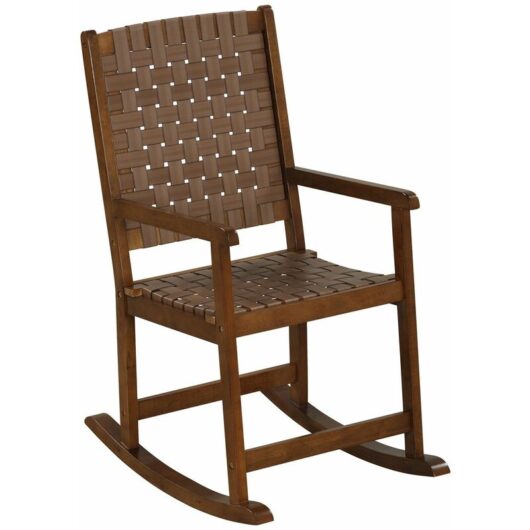 Wood Rocking Chair Indoor & Outdoor Home Patio Ergonomic Rocker w/ Curved Seat