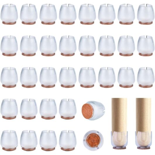 12-16mm Furniture Protector, 80 Pieces Clear Silicone Chair Leg Caps for Round Chair Legs