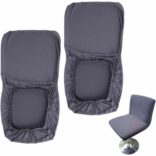 2 Pack Dark Gray Bar Stool Slipcover with Stretch Backrest Cover for Short Swivel Dining Chair