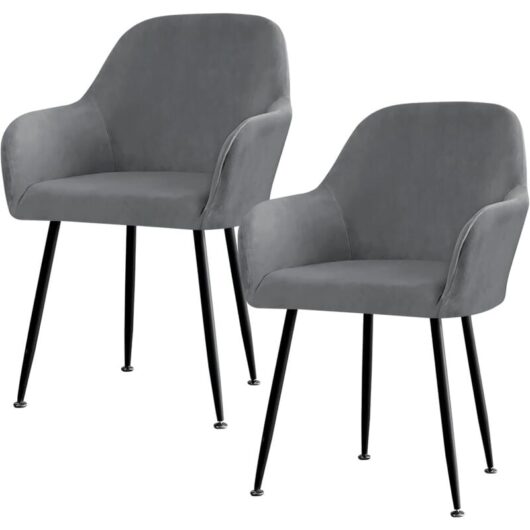 2 Pack Stretch Chair Covers, Elastic Chair Covers with Armrests, Removable Wedding Party Chair Cover (Grey)